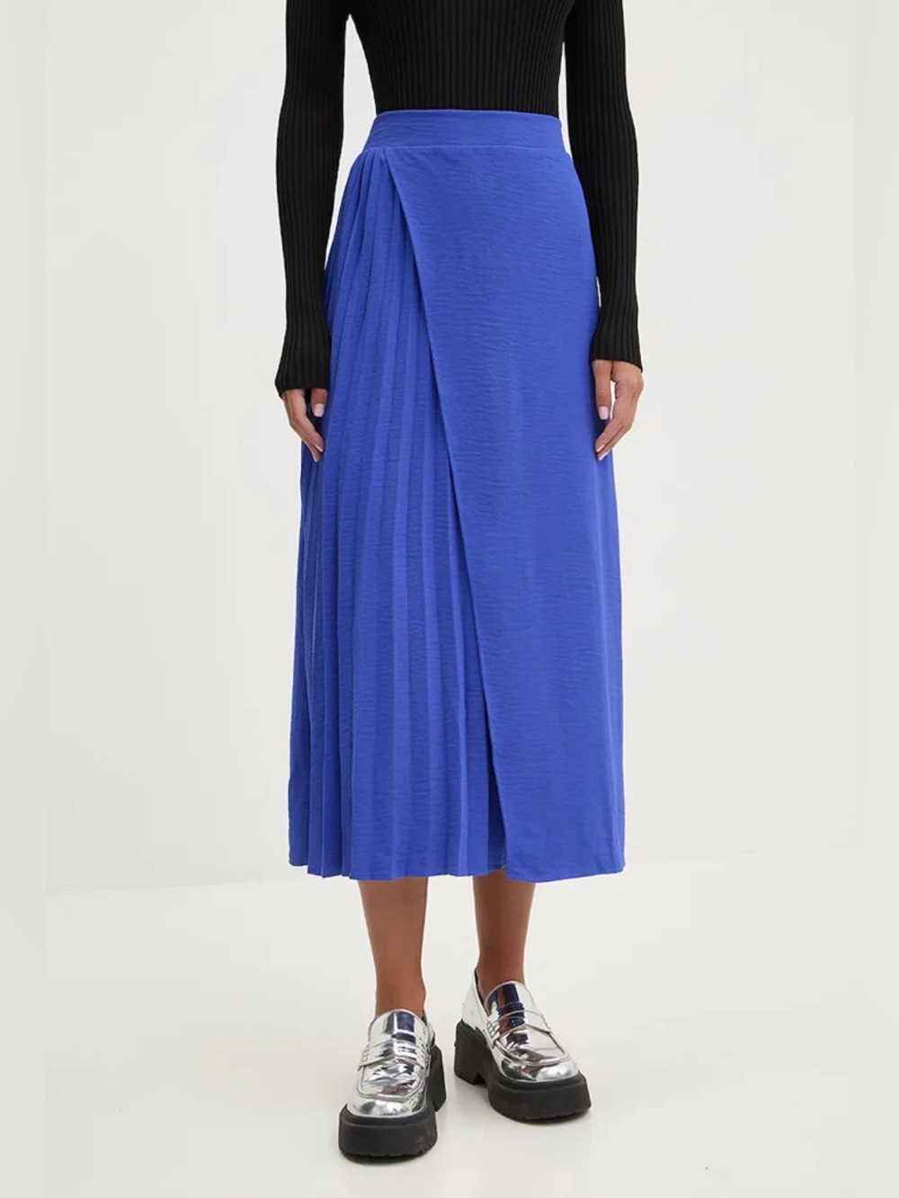 Desigual Xining Pleated Skirt Midi Royal Blue